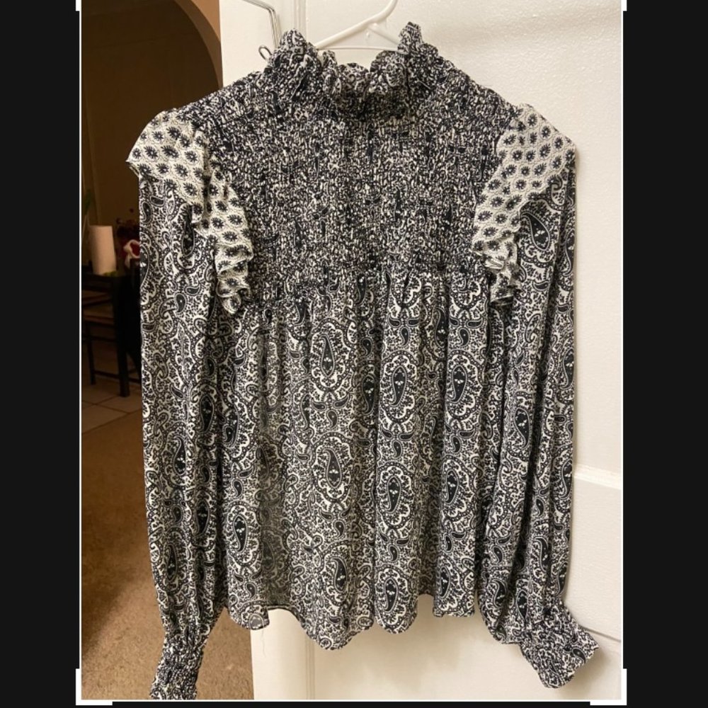 mockneck blouse zara sm black and white